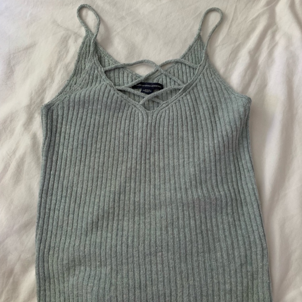 Light blue sweater ribbed tank